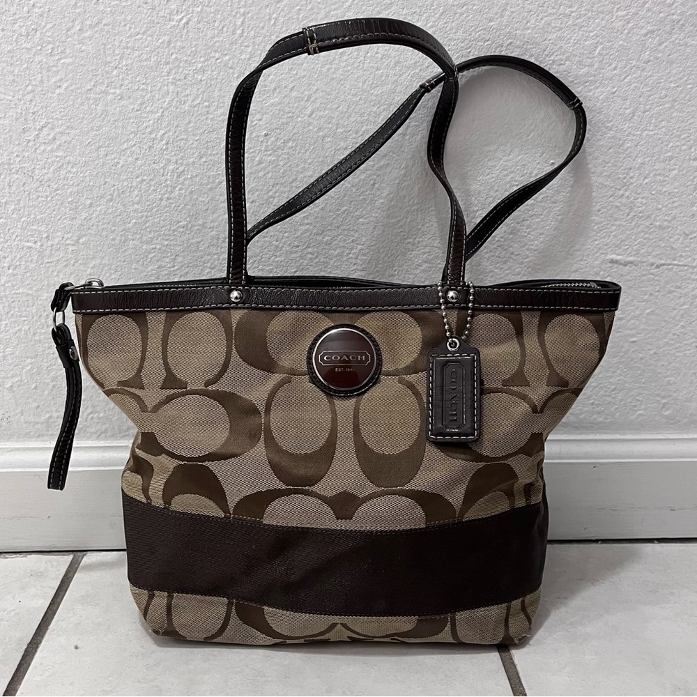 Coach Signature Sufflette Cloth Handbag